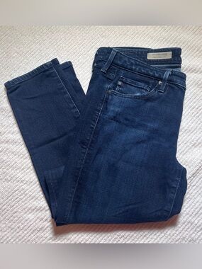 Ag Adriano Goldschmied Stevie Ankle Dark Blue Cropped Skinny Jeans